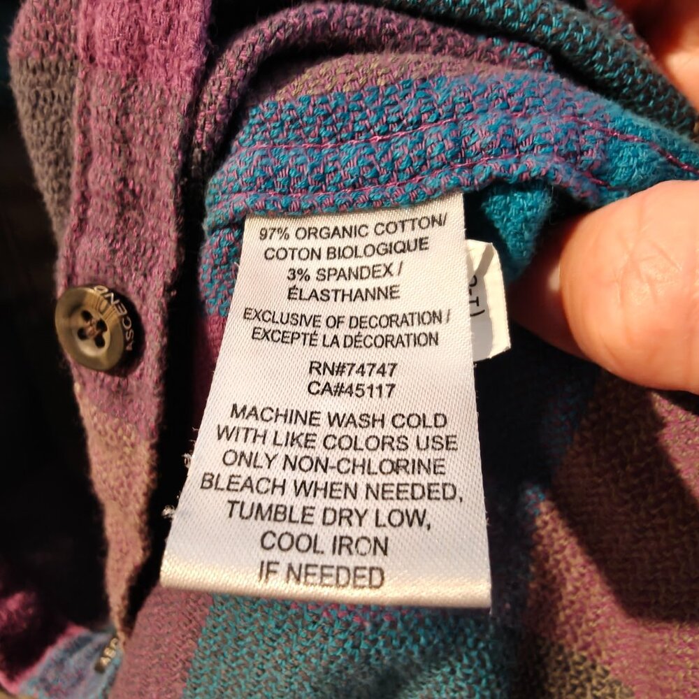 Ascend Flannel Finn Organic Cotton Long-Sleeve Button Down Shirt - L - Pink Blue - Picture 5 of 6